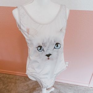 WILDFOX white kitten one piece swimsuit